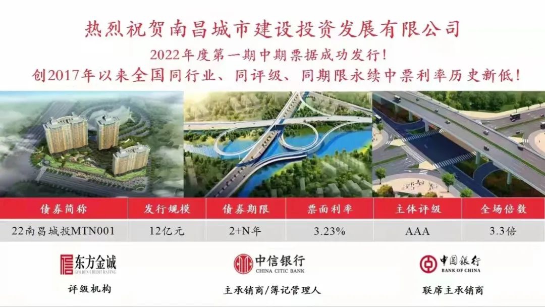 2022首戰(zhàn)告捷！南昌城投集團(tuán)成功發(fā)行12億元中期票據(jù)